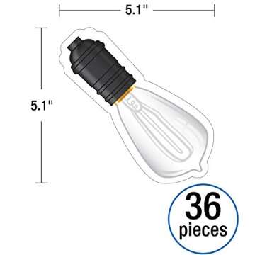 Schoolgirl Style Industrial Café 36 Piece Vintage Light Bulb Bulletin Board Cutouts, Light Bulb Bul...