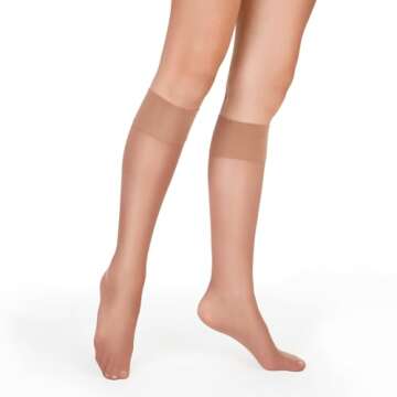Hanes Alive Full Support Sheer Toe Knee-High Stockings, Jet, One Size (Pack of 2)