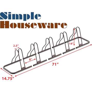 Simple Houseware Adjustable 5 Bike Floor Storage Rack
