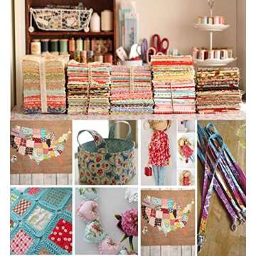 Cotton Fabric Squares Misscrafts 50pcs 12 x 12 inches Quilting Fabric Bundle Patchwork Pre-Cut Quilt Squares for DIY Sewing Scrapbooking Quilting Dot Pattern