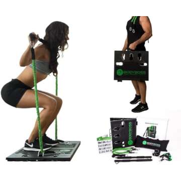 BodyBoss Home Gym 2.0 - Full Portable Gym Home Workout Package, Includes 1 Set of Resistance Bands (...