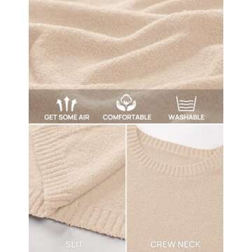 NENONA Women's Spring Summer 2 Piece Outfits Long Sleeve Casual Tunic Sweater & Shorts Knit Beach Vacation Lounge Sets