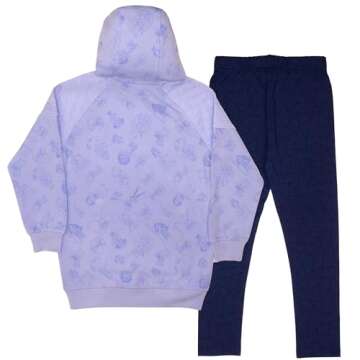 Disney Characters Girls Pullover Hoodie and Joggers 2-Pack, Girls Hooded Sweatshirt and Active Sweat...