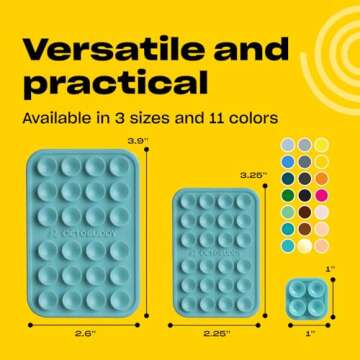 OCTOBUDDY MAX Silicone Suction Phone Case Adhesive Mount - Hands-Free, Strong Grip Holder for Selfies & Videos - Durable, Easy to Use - iPhone & Android Compatible - 2.6″ x 3.9″, Pastel Turquoise