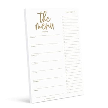 Bliss Collections Weekly Meal Planner, Gold, Magnetic Family Meal Calendar and Notepad for your Frid...