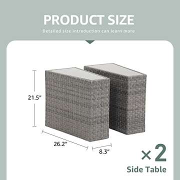 SUNSITT Rattan Wicker Patio Side Table Set - Stylish & Durable