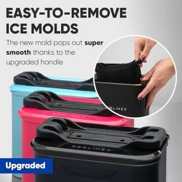 Berlinzo Premium Clear Ice Ball Maker - 2 Large 2.4" Crystal Clear Ice Balls for Whiskey, Cocktails, and Bourbon, Easy-to-Remove Ice Sphere Mold, Storage Bag & Ice Stamp Press Ring Included, Black