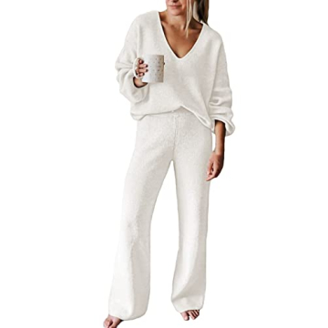 AOHITE Women’s 2-Piece Knit Sweatsuit - Comfy Stylish Loungewear Set