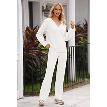 AOHITE Women’s 2-Piece Stylish Knit Sweatsuit Set