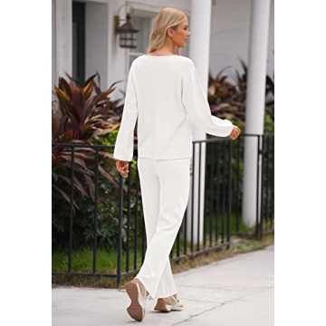 AOHITE Women’s 2-Piece Stylish Knit Sweatsuit Set