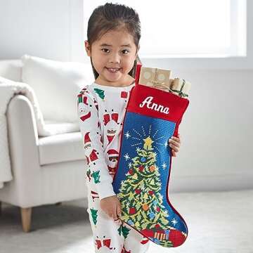 Let's Make Memories Personalized Needlepoint Christmas Stocking - Embroidered Family Stockings - Old-Fashioned Christmas Décor - Mantel Décor - 8"x17" - Customized Embroidered Name - Nutcracker