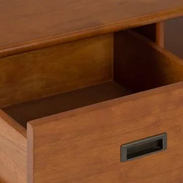 SIMPLIHOME Bedford SOLID WOOD Universal TV Media Stand, 53.9 inch Wide, Living Room Entertainment Center, Storage Cabinet with Glass Doors, for Flat Screen TVs up to 60 inches in Dark Tobacco Brown