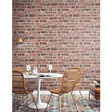 NextWall Distressed Faux Brick Peel and Stick Wallpaper (Red)