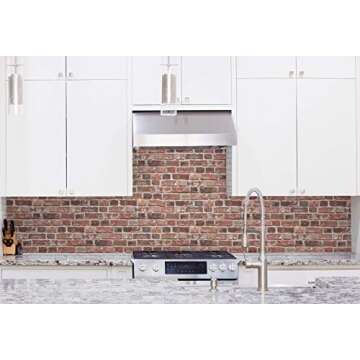 NextWall Distressed Faux Brick Peel and Stick Wallpaper (Red)