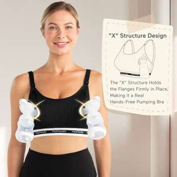 Momcozy Seamless Pumping Bra Hands Free, Comfort and Great Support Nursing and Pumping Bra, Fit for ...