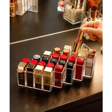 V-HANVER Fish Shape Lipstick Organizer Lip Gloss Storage Tower Makeup Stand for 28 Lip Sticks Women Girls Makeup Cosmetic Display, Clear Acrylic