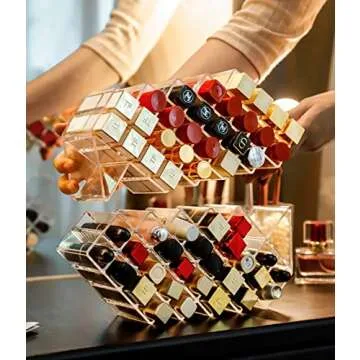 V-HANVER Fish Shape Lipstick Organizer Lip Gloss Storage Tower Makeup Stand for 28 Lip Sticks Women Girls Makeup Cosmetic Display, Clear Acrylic