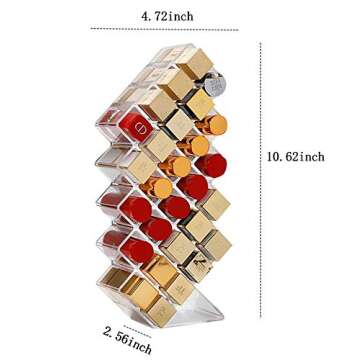 V-HANVER Fish Shape Lipstick Organizer Lip Gloss Storage Tower Makeup Stand for 28 Lip Sticks Women Girls Makeup Cosmetic Display, Clear Acrylic
