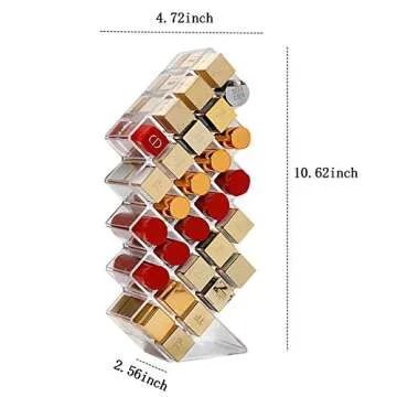 V-HANVER Fish Shape Lipstick Organizer Lip Gloss Storage Tower Makeup Stand for 28 Lip Sticks Women Girls Makeup Cosmetic Display, Clear Acrylic