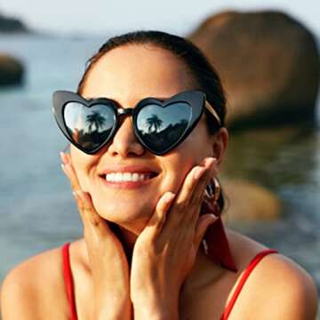 Pibupibu 6 Pack Reteo Heart Shape Sunglasses for Women, Trendy Vintage Cat Eye Glasses for Bachelore...