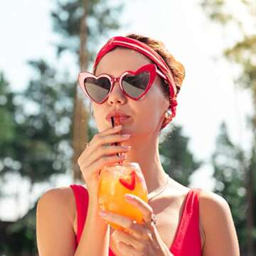 Pibupibu 6 Pack Reteo Heart Shape Sunglasses for Women, Trendy Vintage Cat Eye Glasses for Bachelorette Party Favors