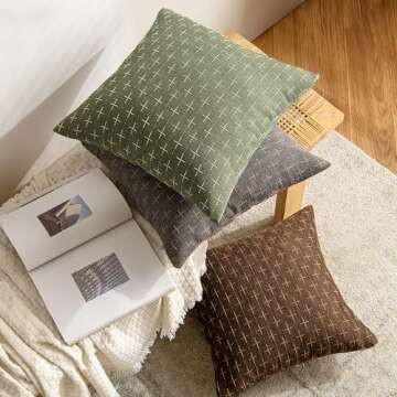 MIULEE Pack of 2 Decorative Burlap Linen Throw Pillow Covers Christmas Modern Farmhouse Pillowcase Rustic Woven Textured Cushion Cover for Sofa Couch Bed 18x18 Inch Olive Green