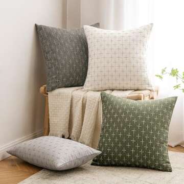 MIULEE Pack of 2 Decorative Burlap Linen Throw Pillow Covers Christmas Modern Farmhouse Pillowcase Rustic Woven Textured Cushion Cover for Sofa Couch Bed 18x18 Inch Olive Green