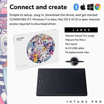 Wacom Intuos Pro Drawing Tablet, Large 16.8" x 11.2" Wireless Graphics Art Tablet with Pro Pen 2 & Touch Ring, Digital Drawing Pad for Mac and Windows PC