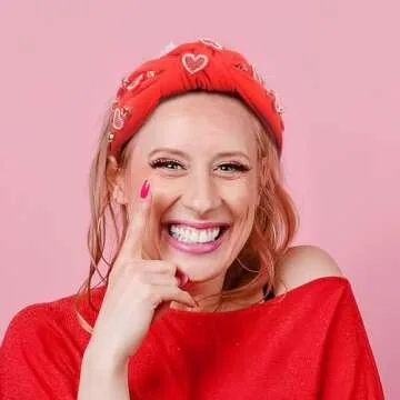 SARATA Valentine’s Day Headband for Women Love Heart Headband Jeweled Crystal Rhinestone Knotted Headband Red Pink Wide Top Knot Headband Valentine’s Day Hair Accessories Gifts (red hear, medium)