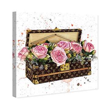 The Oliver Gal Artist Co. Fashion and Glam Wall Art Canvas Prints 'Doll Memories-Trunk Full of Flowe...
