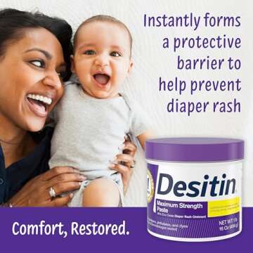 Desitin Maximum Strength Baby Diaper Rash Cream with 40% Zinc Oxide for Treatment, Relief & Preventi...