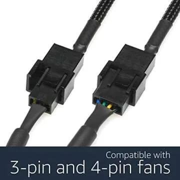 CRJ 12V Step-Up USB to Dual PC Fans Power Adapter Cable - 24-inch (60cm), Black Sleeved - Full Fan Speed Adapter for 3-Pin/4-Pin Cooling Fans