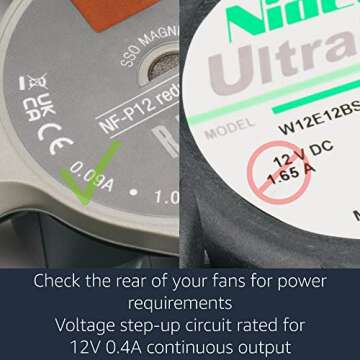 CRJ 12V Step-Up USB to Dual PC Fans Power Adapter Cable - 24-inch (60cm), Black Sleeved - Full Fan Speed Adapter for 3-Pin/4-Pin Cooling Fans