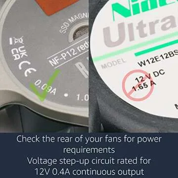 CRJ 12V Step-Up USB to Dual PC Fans Power Adapter Cable - 24-inch (60cm), Black Sleeved - Full Fan Speed Adapter for 3-Pin/4-Pin Cooling Fans