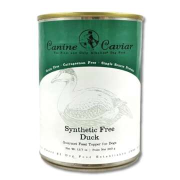 Canine Caviar Wet Dog Food - Duck Flavored Canned Dog Food 12 Pack (12 oz), Grain and Synthetic Free Gourmet Topper, Wet Dog Food for Small Dogs, Medium Dogs, and Large Dogs