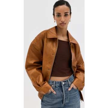 Lioness Women's Kenny Bomber Jacket – Stylish Faux Leather Outerwear