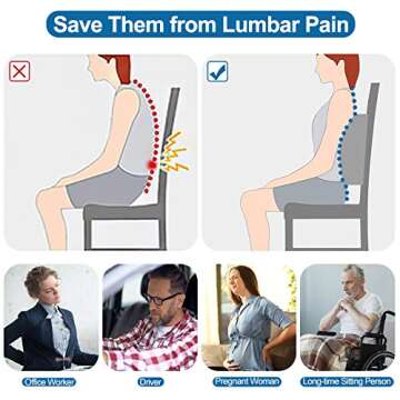 LOVEHOME Lumbar Pillow for Chair and Car, Back Support for Office, Memory Foam Cushion with Mesh Cover - Gray