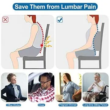 LOVEHOME Lumbar Pillow for Chair and Car, Back Support for Office, Memory Foam Cushion with Mesh Cover - Gray