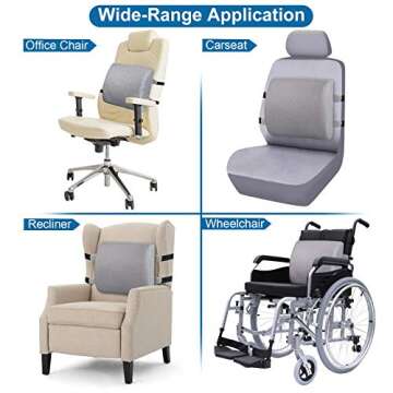 LOVEHOME Lumbar Pillow for Chair and Car, Back Support for Office, Memory Foam Cushion with Mesh Cover - Gray