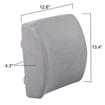 LOVEHOME Lumbar Pillow for Chair and Car, Back Support for Office, Memory Foam Cushion with Mesh Cover - Gray