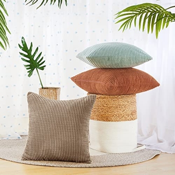 Deconovo Soft Corduroy 18x18 Pillow Covers Set of 2 Taupe