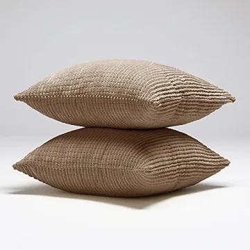 Deconovo Soft Corduroy 18x18 Pillow Covers Set of 2 Taupe