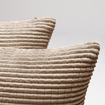 Deconovo Soft Corduroy 18x18 Pillow Covers Set of 2 Taupe