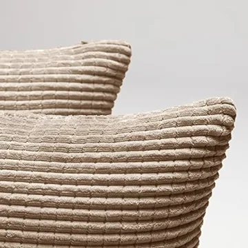 Deconovo Soft Corduroy 18x18 Pillow Covers Set of 2 Taupe