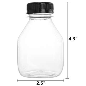 DEAYOU 24 Pack Plastic Juice Bottles, 8 OZ Empty Clear Beverage Bottles with Caps, Small Reusable Dr...
