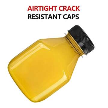 DEAYOU 24 Pack Plastic Juice Bottles, 8 OZ Empty Clear Beverage Bottles with Caps, Small Reusable Drink Container with Black Tamper Evident Lid for Take Out, Milk, Smoothie, Juicing, Cold Drinks