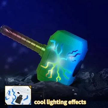 Coophit Thors Dart-Blasting Hammer Toy Gun for Nerf Guns Bullets with Lights -Toys for 5 6 7 8 9+ Year Old Boys,Kids Roleplay Toy Thunder Mjolnir with 30 Darts