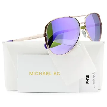 Michael Kors MK5004 Chelsea Aviator Sunglasses - Women's Rose Gold w/Purple Mirror