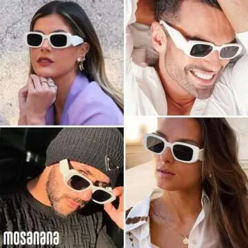 Mosanana Rectangle Sunglasses for Vintage 90s Style