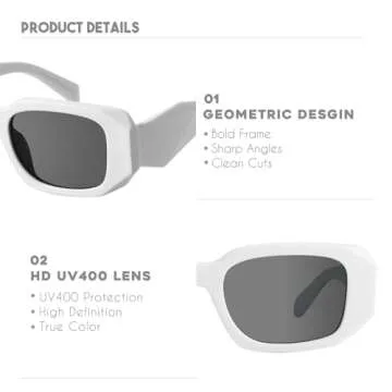 Mosanana Rectangle Sunglasses for Vintage 90s Style